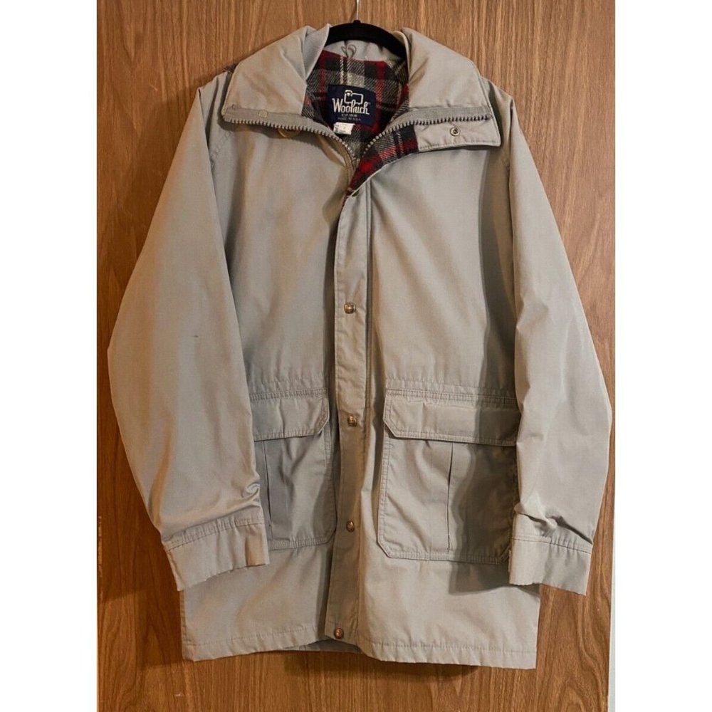 Vintage Woolrich Men's Gray Jacket - Plaid Wool Lined